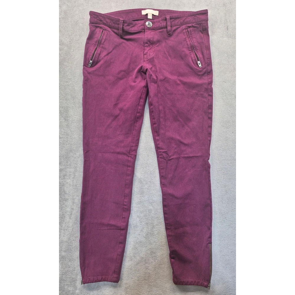 Banana Republic Sloan Womens 6 Plum Purple Ankle Pants Zip Pocket Stretch